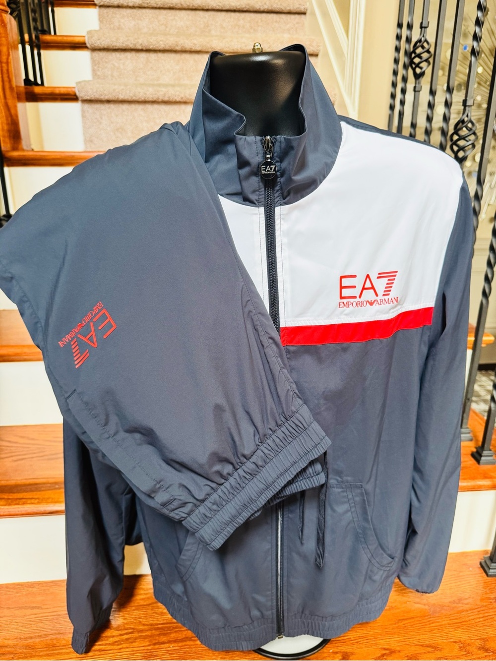 Emporio Armani EA7 Navy, White & Red Lightweight Windbreaker Set